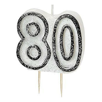 Dazzling Effects 80th Birthday Candle - Black