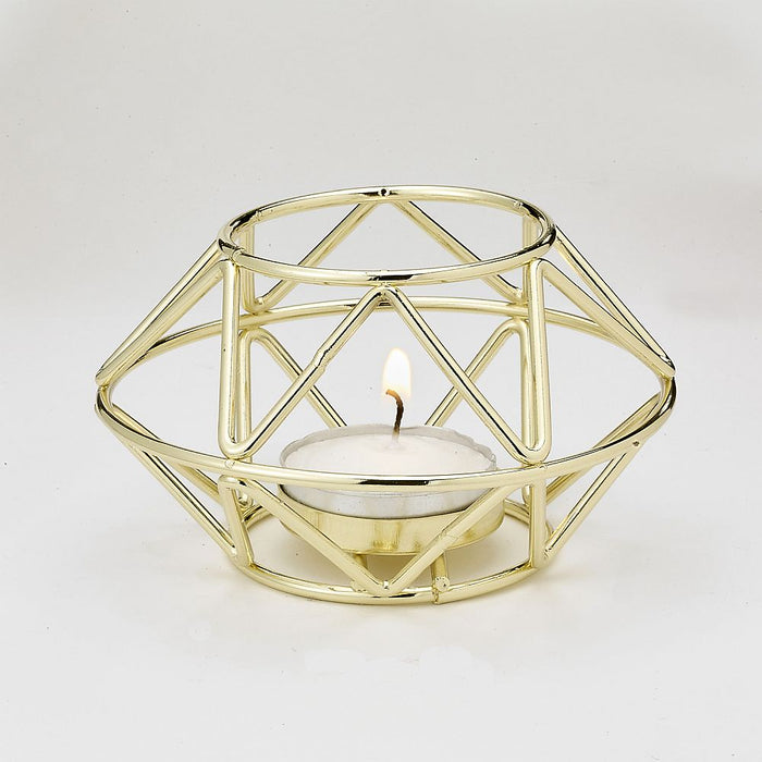 Geometric Design Gold Metal Tealight Candle Holder