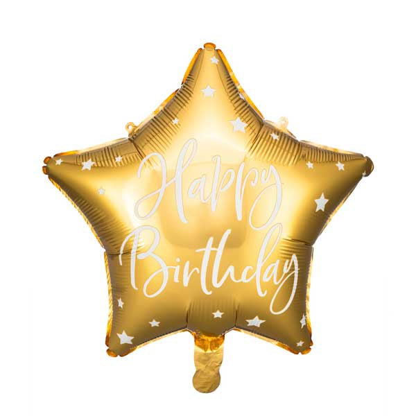 Foil balloon - Gold Star - Happy Birthday To 15.5''