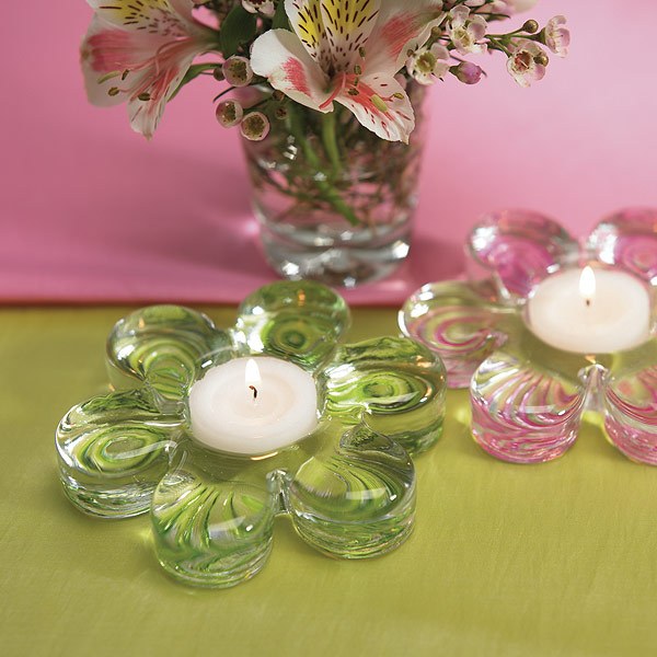 Candle Glass Pink Flower