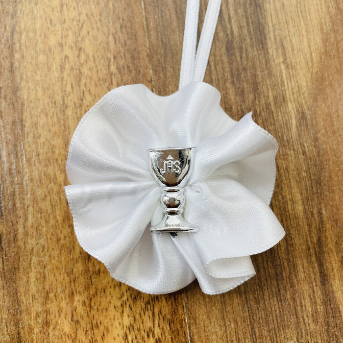 Domna for Girls - White Satin with Silver Chalice
