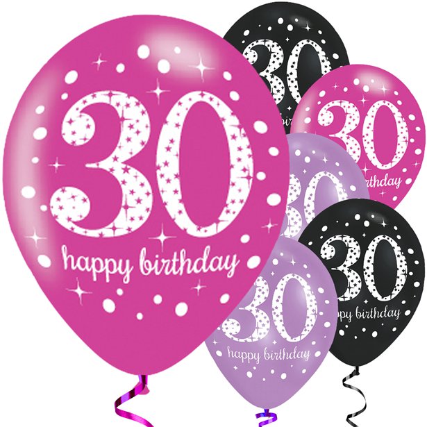 Balloons Latex Pearl - Pink Sparkling Celebration - Happy 30th Birthday