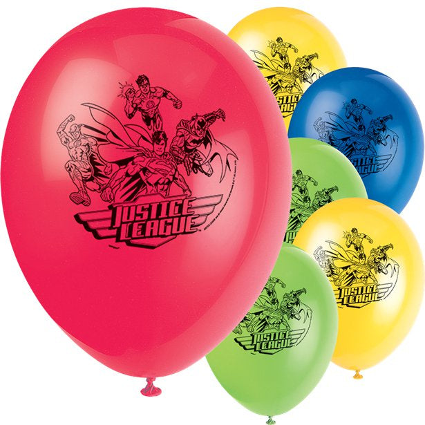 Justice League Balloons - 12" Latex x 6pk