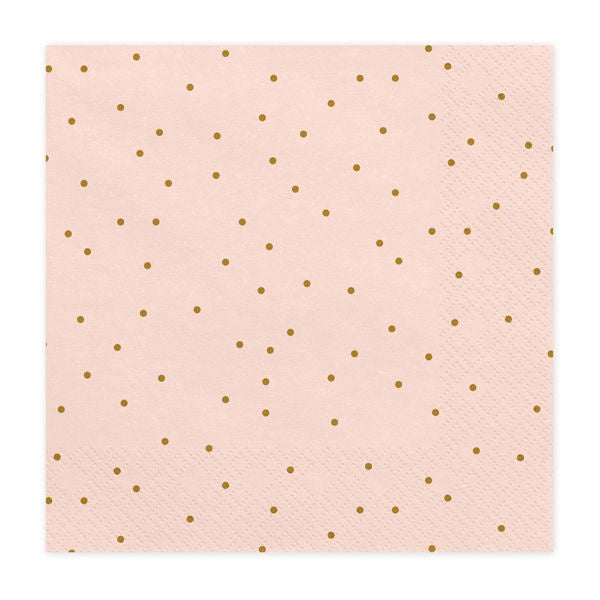 Lunch Napkins - Light Pink with Gold Dots - 20pk