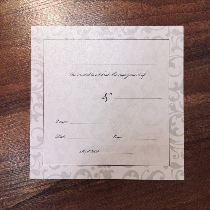 Invitation Fill-in - Engagement - Floral Damask Silver