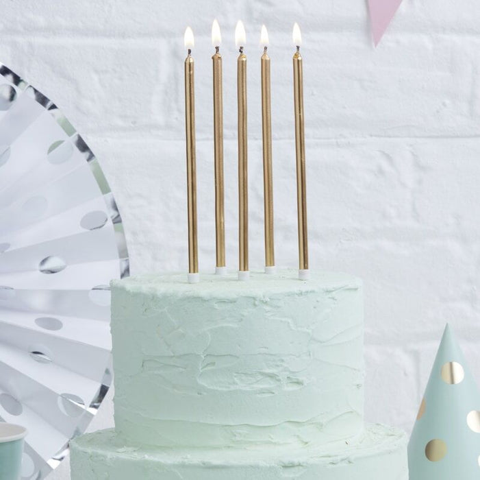 Gold Tall Cake Candles