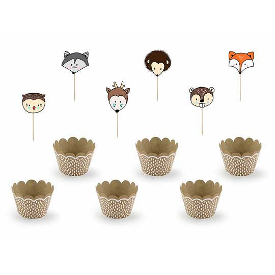Cupcake Toppers and Cases Set - Woodland - 6pk