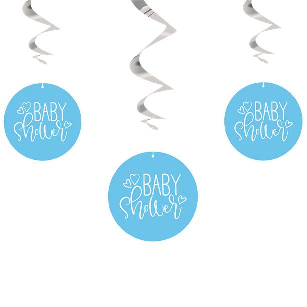 Hanging Swirls - Baby Shower - Blue Hearts