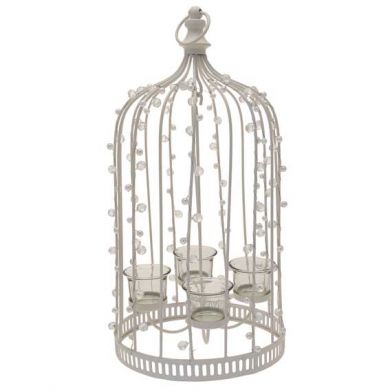 Bird Cage Candleholder With Beads