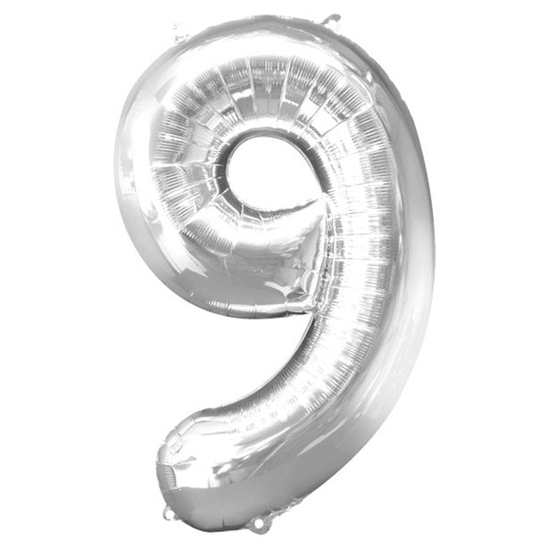 Balloon Foil Number - 9 Silver - 34"