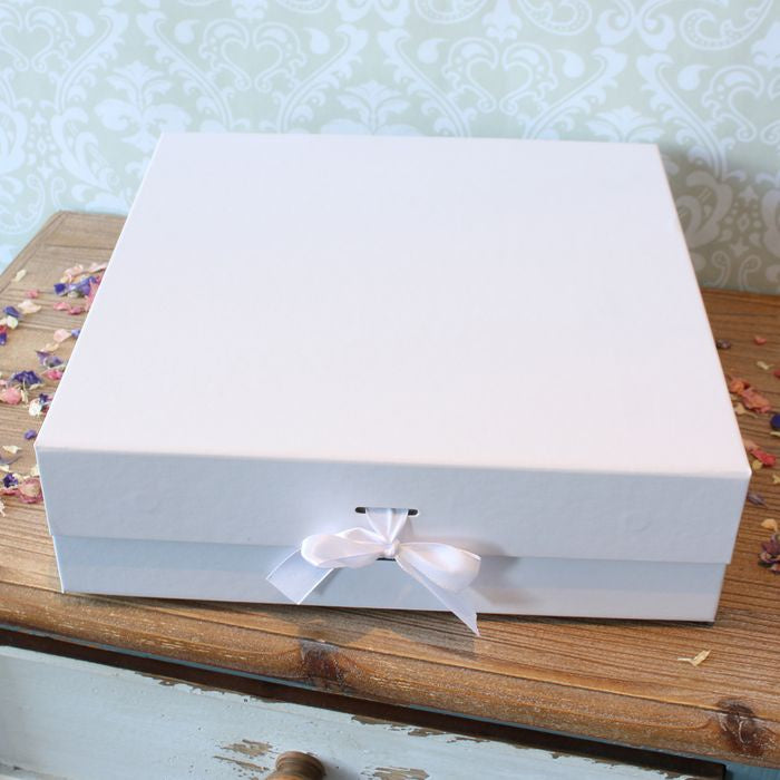White Keepsake Box with Ribbon - Large