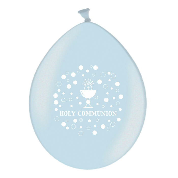 Balloon Latex Metallic Blue White Print - Communion