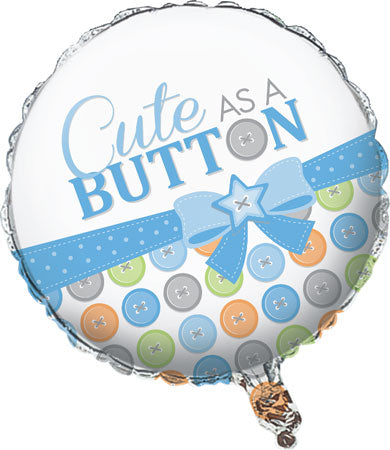 Cute As a Button Boy Foil Balloon