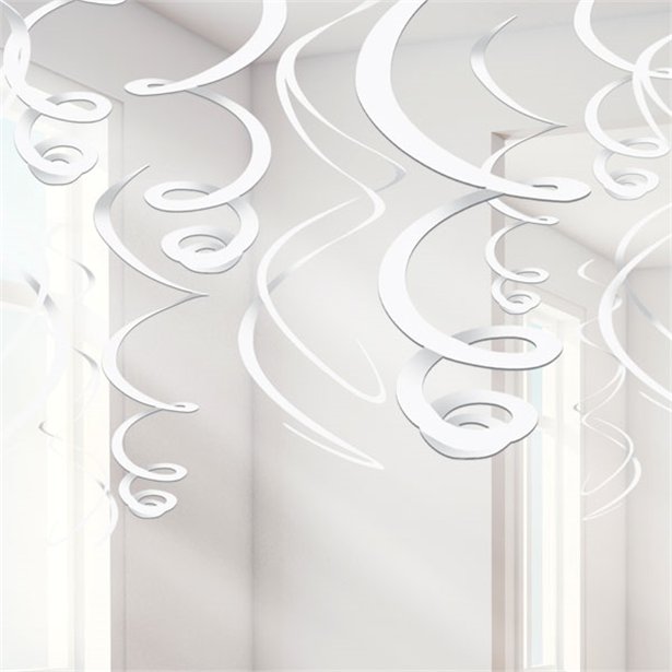 Hanging Decorations - White Swirls - 12pk