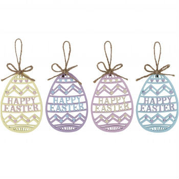 'Happy Easter' Wooden Egg Cut Outs