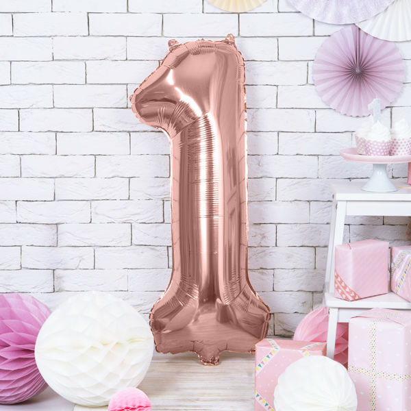 Balloon Foil Number - 1 Rose Gold - 34" (86cm)