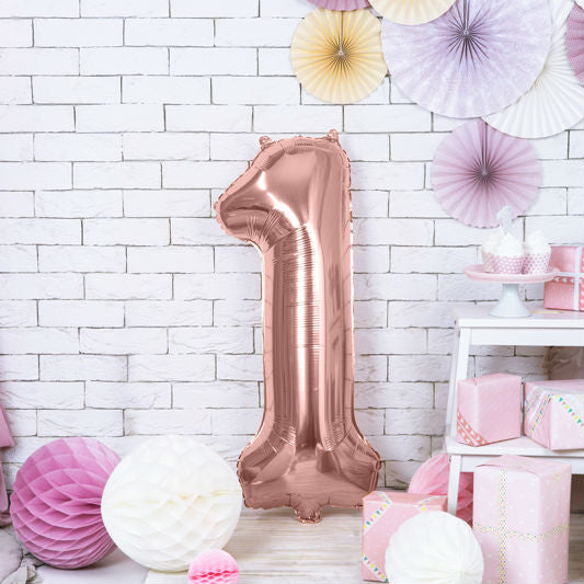 Balloon Foil Number - 1 Rose Gold - 34" (86cm)