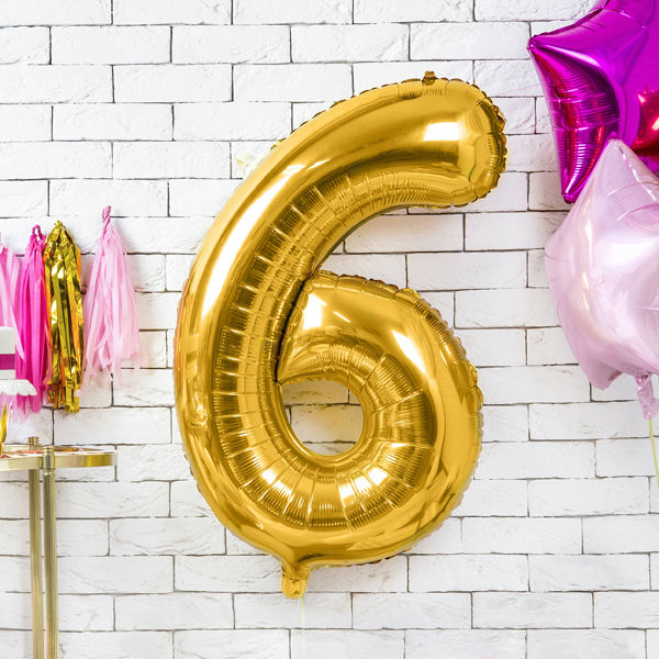 Balloon Foil Number - 6 Gold - 34" (86cm)