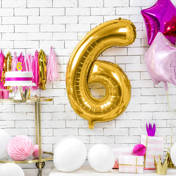 Balloon Foil Number - 6 Gold - 34" (86cm)