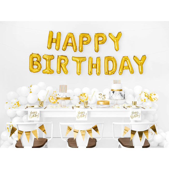 Phrase Foil Balloon - Happy Birthday Gold - 134 x 14"
