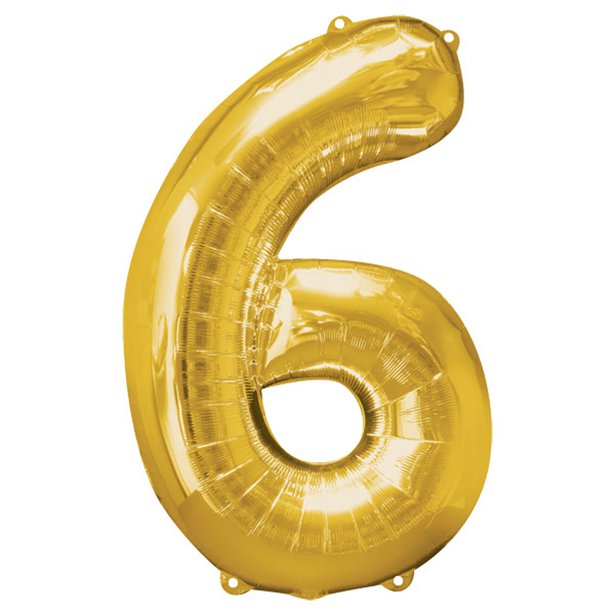 Balloon Foil Number - 6 Gold - 34"