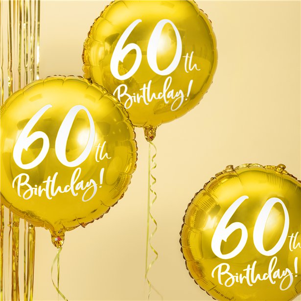 Gold 60th Birthday Balloon - 18" Foil