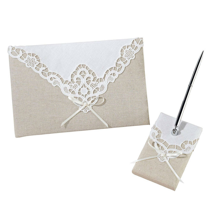 Country Lace Guestbook & Pen Set