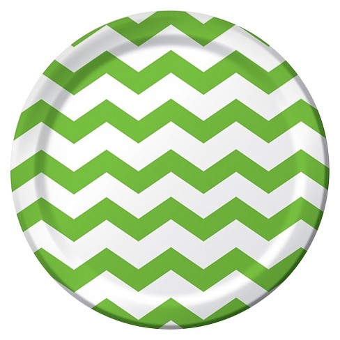 Lime Green Chevron Plates - 23cm Paper Party Plate