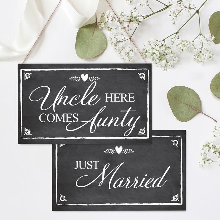 Hanging Board Black 2 sided 'Uncle Here Comes Aunty'