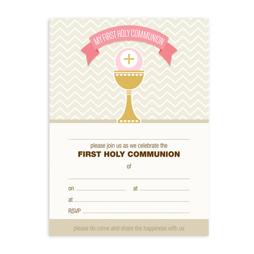 Invitation Fill-in - Holy Communion - Chalice with Chevron Design
