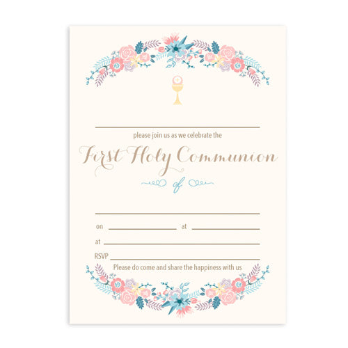 Invitation Fill-in - Holy Communion - Shabby Chic Floral