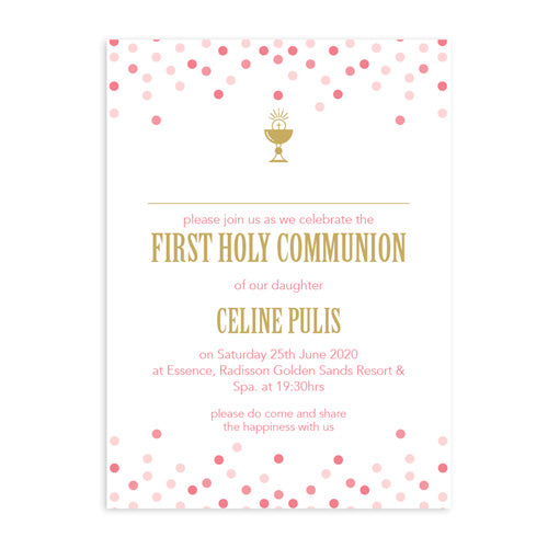 Invitations Personalized - Holy Communion - Spots Design INV07-18