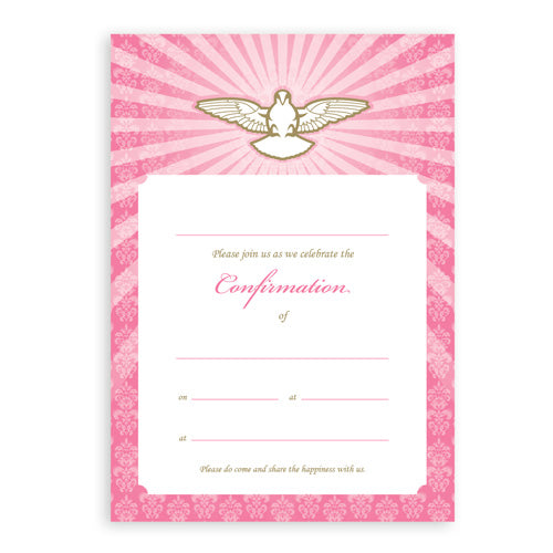 Invitations Fill-in - Confirmation - Pink Dove 20pk