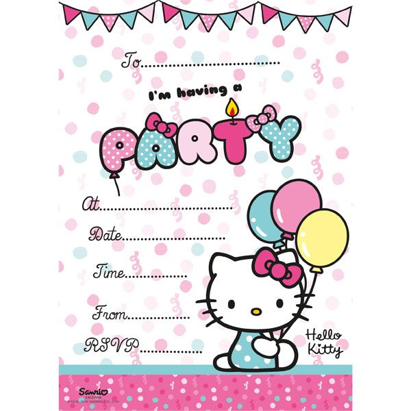 Hello Kitty Invi Hello Kitty Invites - Party Invitation Cards — Bow & Ribbon