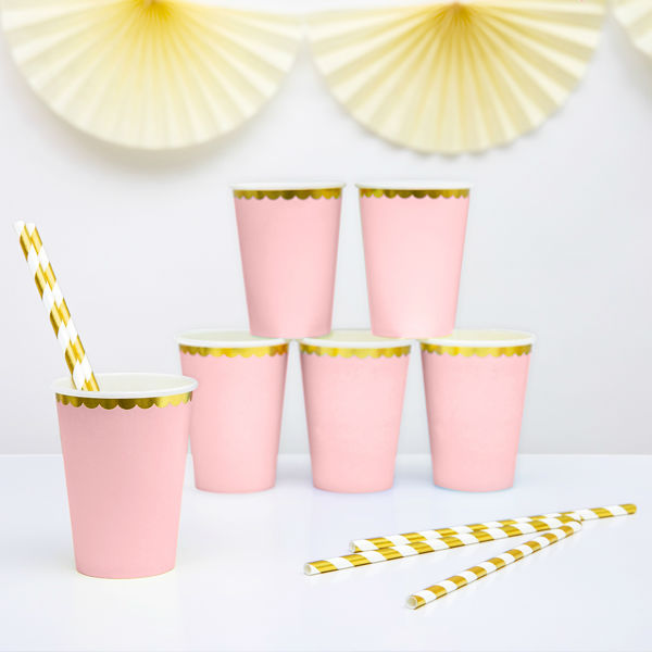 Party Cups - Pink & Gold - 6pk