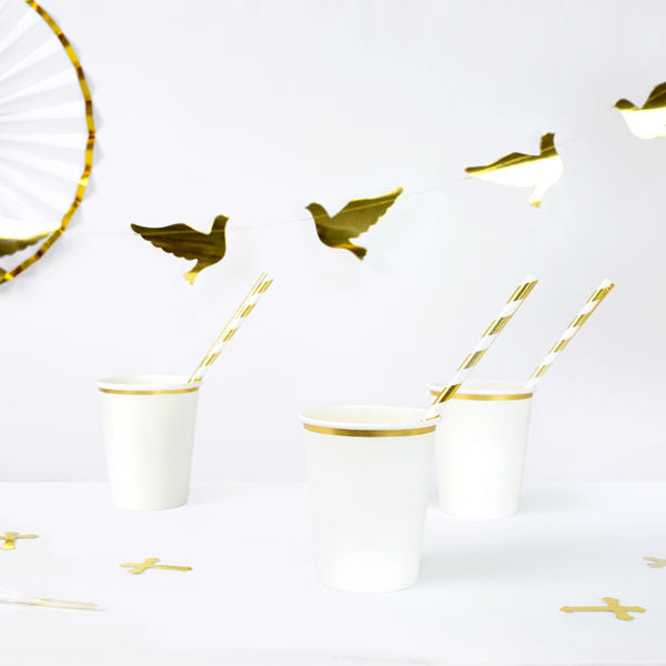 Party Cups - White & Gold - 6pk