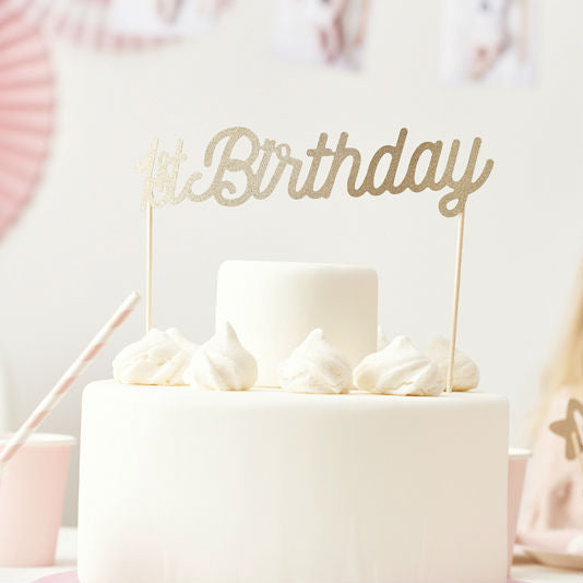 Cake Topper - 1st Birthday - Gold