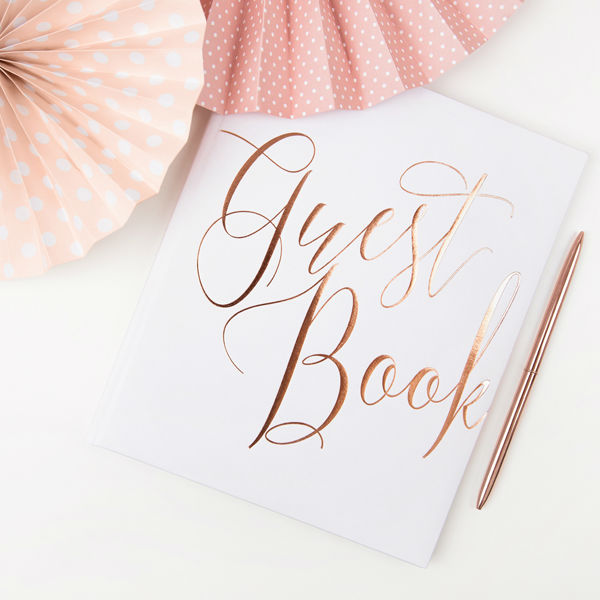 Guest Book - Rose Gold & White