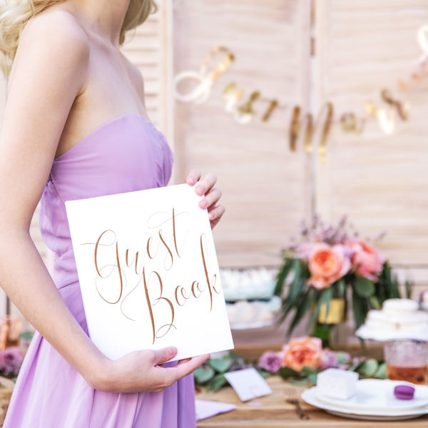 Guest Book - Rose Gold & White