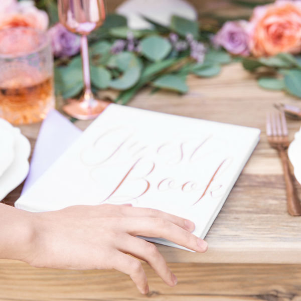 Guest Book - Rose Gold & White