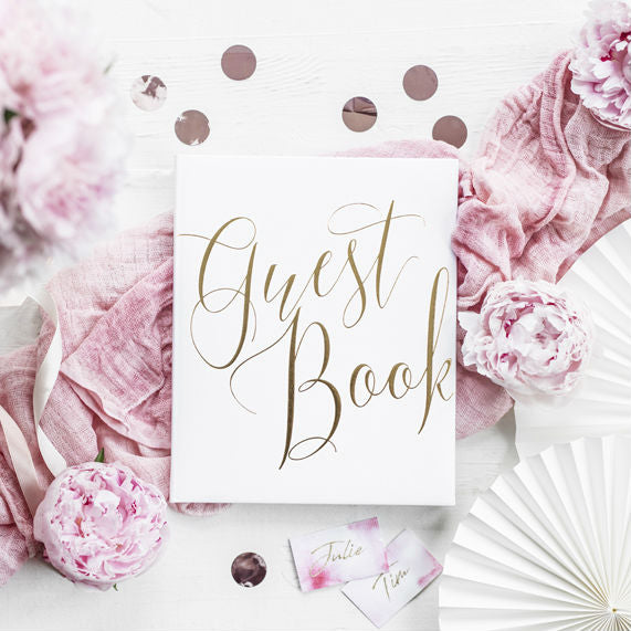 Guest Book - Gold & White