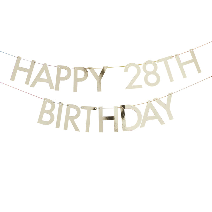 Gold Customisable Happy Birthday Bunting Banner