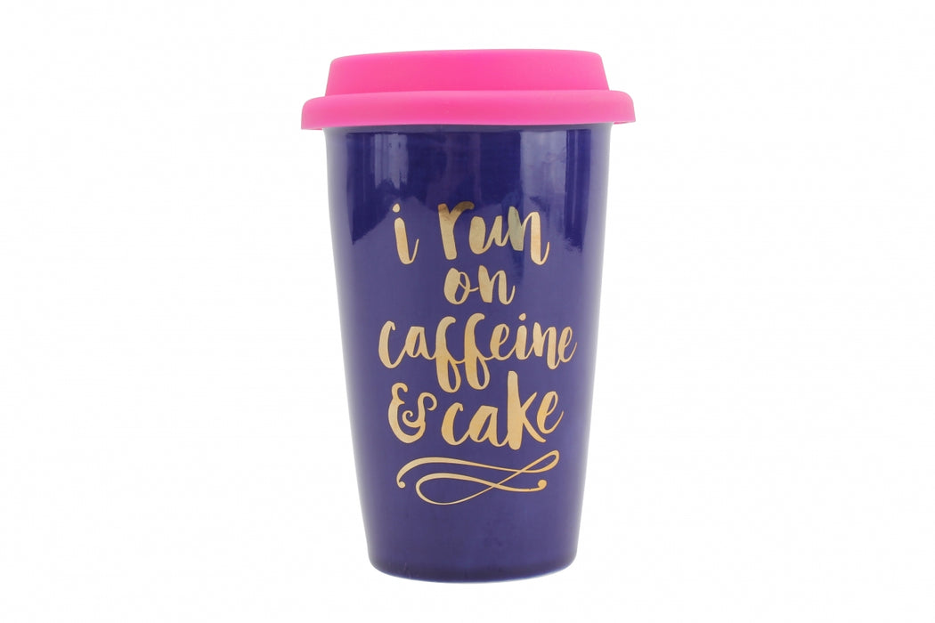 I Run On Caffeine & Cake - Ceramic Travel Mug