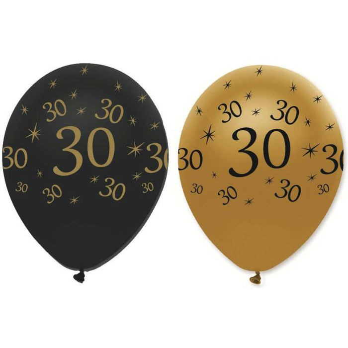 Latex Balloons Black & Gold 30