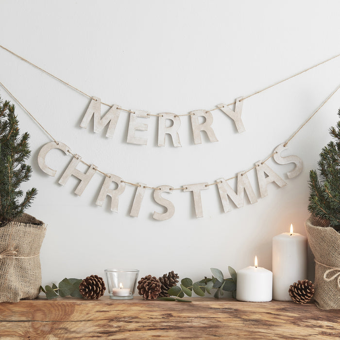 Rustic Wooden Merry Christmas Bunting