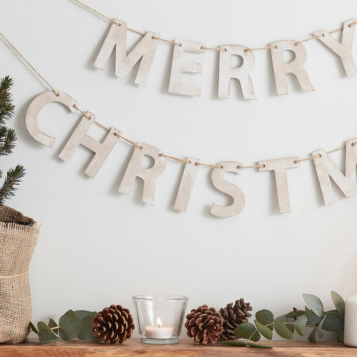 Rustic Wooden Merry Christmas Bunting