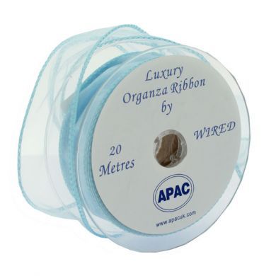 Organza Ribbon with Wired Edge - Baby Blue - 30mm