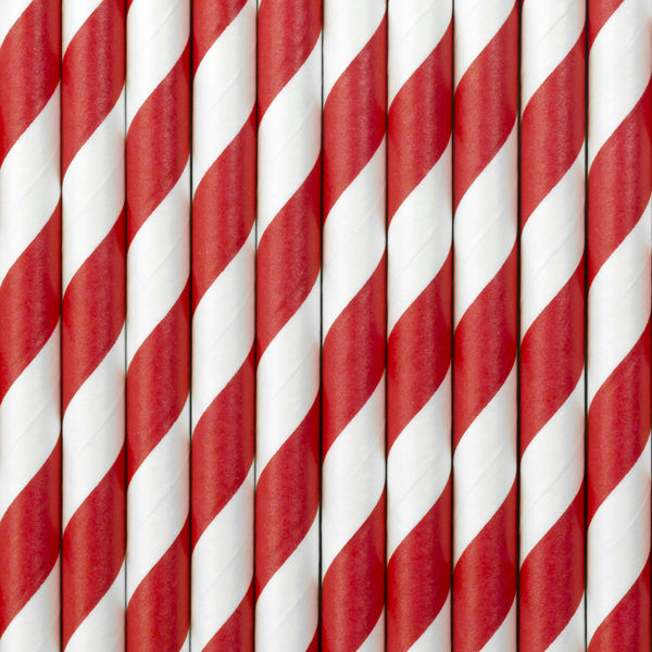Paper Straws - Red - Striped 10pk