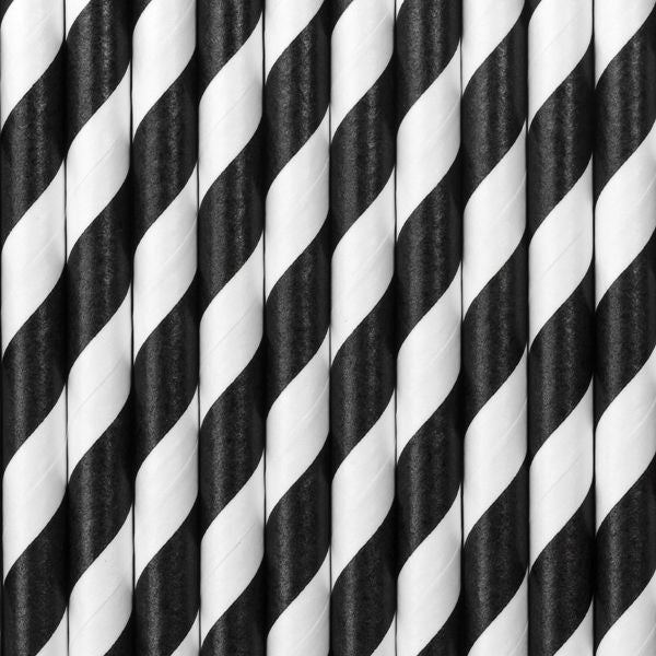 Paper Straws - Black - Striped 10pk