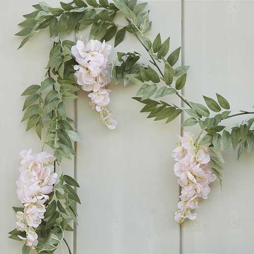 Blush Pink and Green Wisteria Foliage Garland